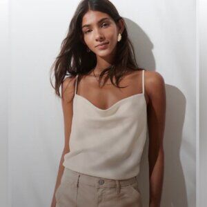 BNWT BANANA REPUBLIC Silky Cowl-Neck Camisole cream